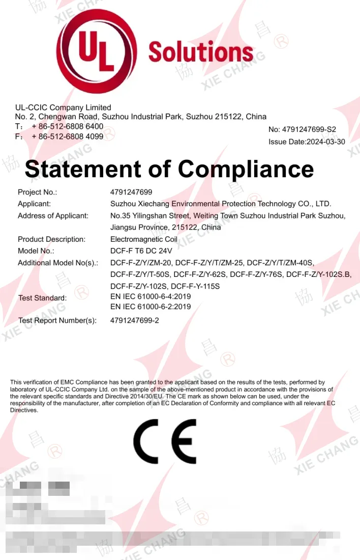 CE Uygunluk Beyanı — DCF-F Selenoid Bobin (T6, DC 24V)