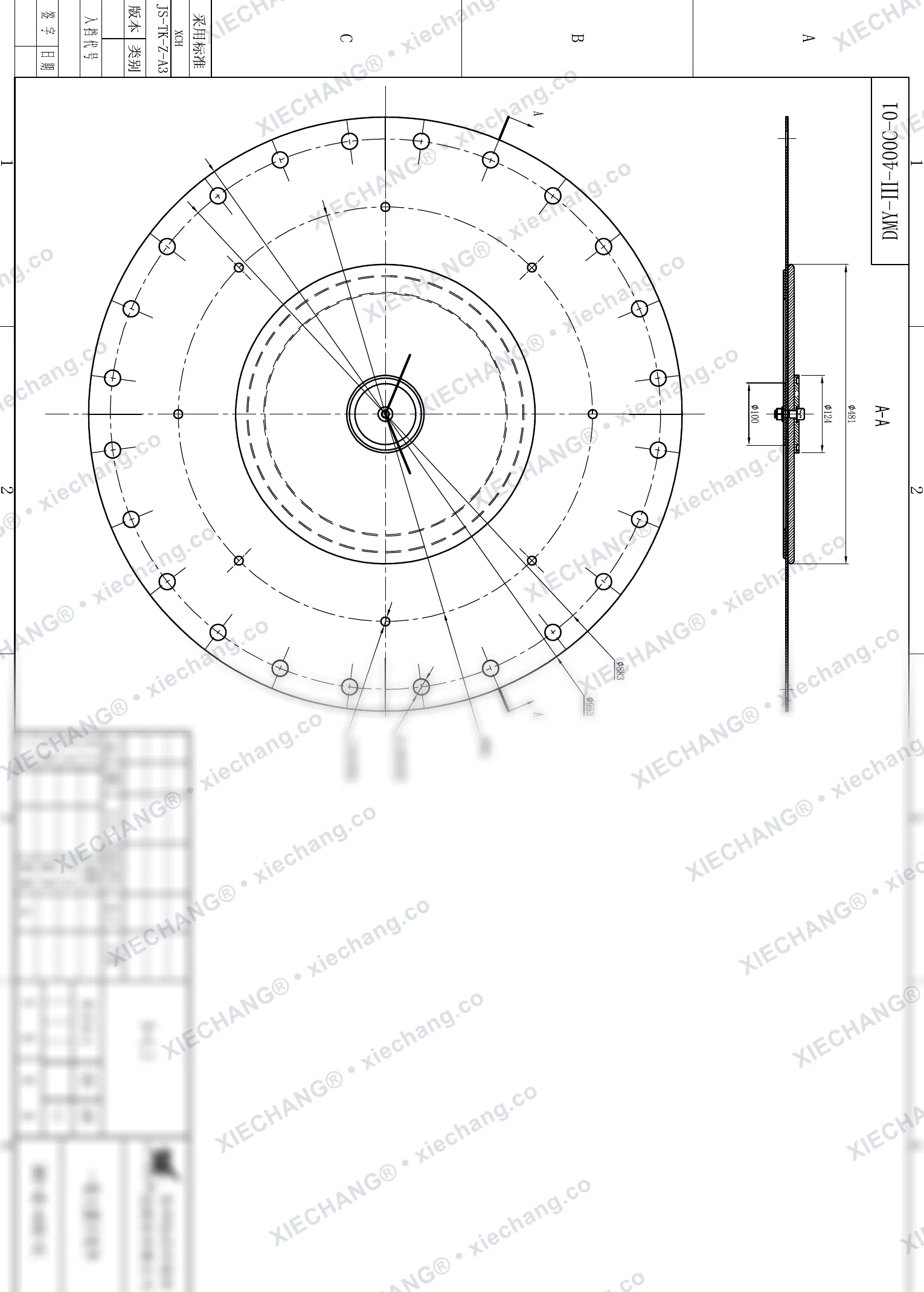 DMY-Ⅲ-400C-01 · DN400 · diyafram grubu (1. kademe / birincil büyük, 16 inç) — Montaj Resmi